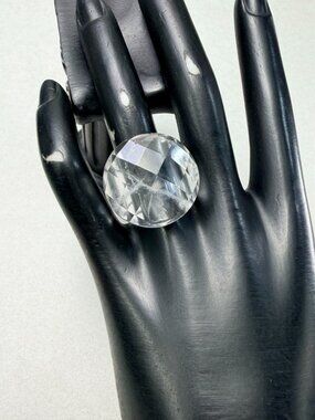 Stunning Clear Glass Dome Ring Bold Chunky Statement Transparent Wide Unique